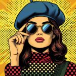 Imagem pop art de uma mulher usando óculos escuros – Imagem sem direitos autorais